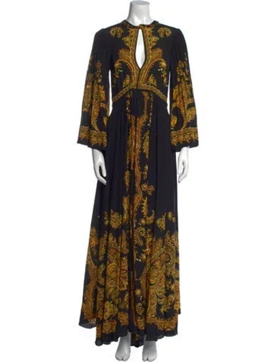 Pre-owned Etro Silk Long Dress In Black
