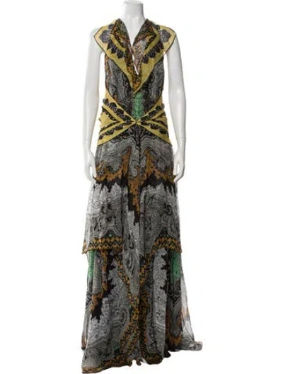Pre-owned Etro Silk Long Dress In Black