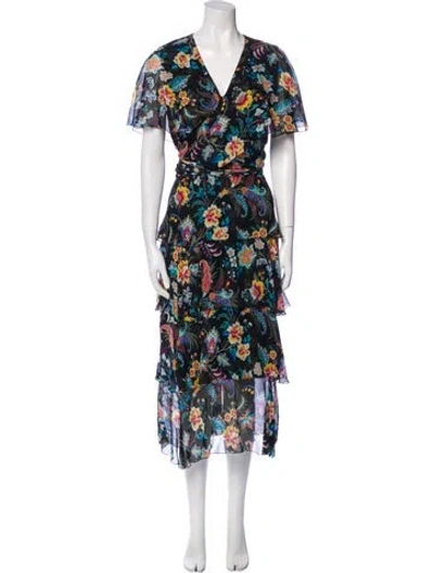 Pre-owned Etro Silk Long Dress In Black