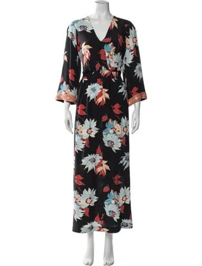 Pre-owned Etro Silk Long Dress In Black