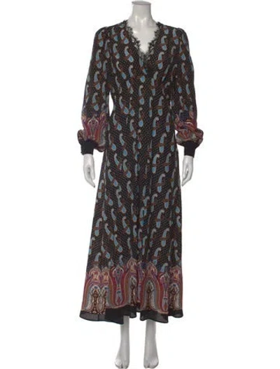 Pre-owned Etro Silk Long Dress In Black