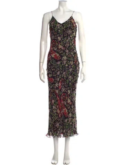 Pre-owned Etro Silk Long Dress In Black