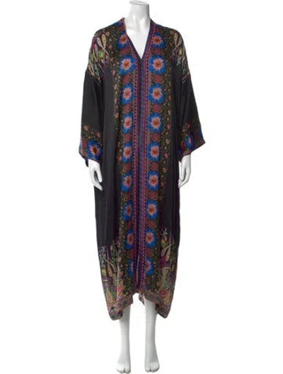 Pre-owned Etro Silk Long Dress In Black