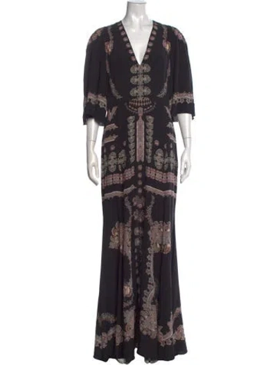 Pre-owned Etro Silk Long Dress In Black
