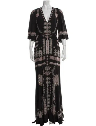 Pre-owned Etro Silk Long Dress In Black