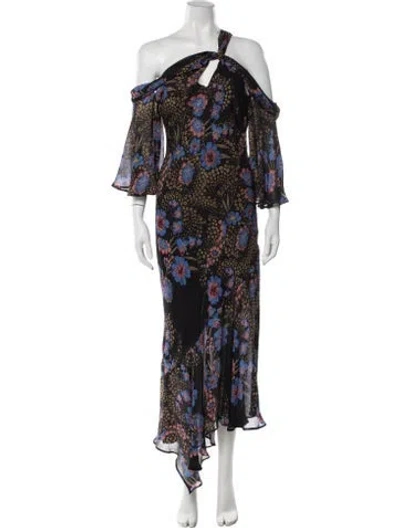 Pre-owned Etro Silk Long Dress In Black