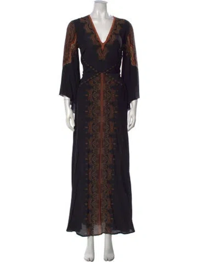 Pre-owned Etro Silk Long Dress In Black