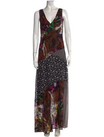 Pre-owned Etro Silk Long Dress In Black