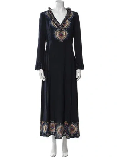 Pre-owned Etro Silk Long Dress In Blue
