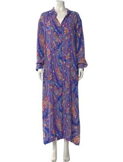 Pre-owned Etro Silk Long Dress In Blue