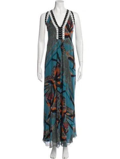 Pre-owned Etro Silk Long Dress In Blue