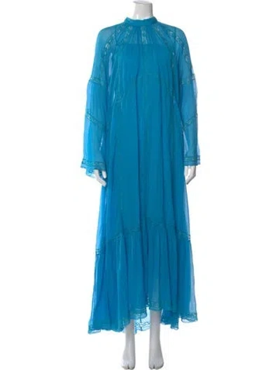 Pre-owned Etro Silk Long Dress In Blue