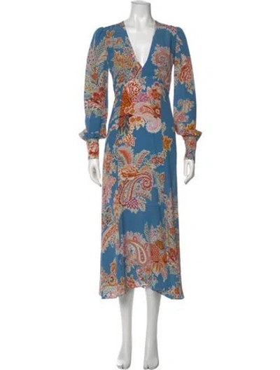 Pre-owned Etro Silk Long Dress In Blue
