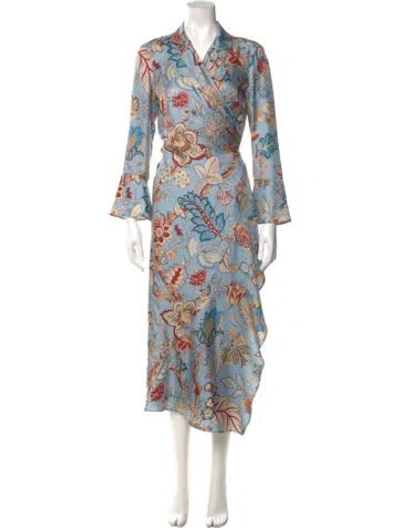Pre-owned Etro Silk Long Dress In Blue
