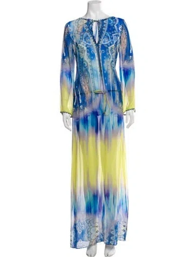 Pre-owned Etro Silk Long Dress In Blue