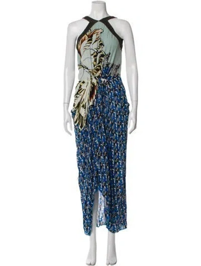 Pre-owned Etro Silk Long Dress In Blue