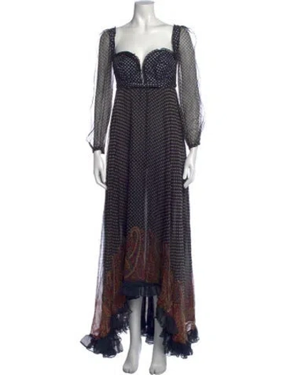 Pre-owned Etro Silk Long Dress In Blue