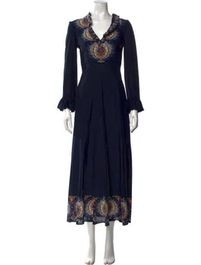 Pre-owned Etro Silk Long Dress In Blue