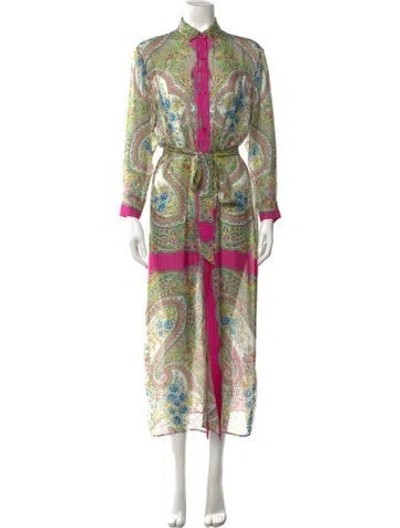 Pre-owned Etro Silk Long Dress In Blue