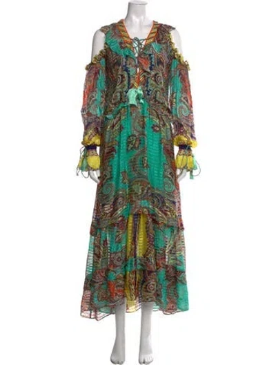Pre-owned Etro Silk Long Dress In Blue