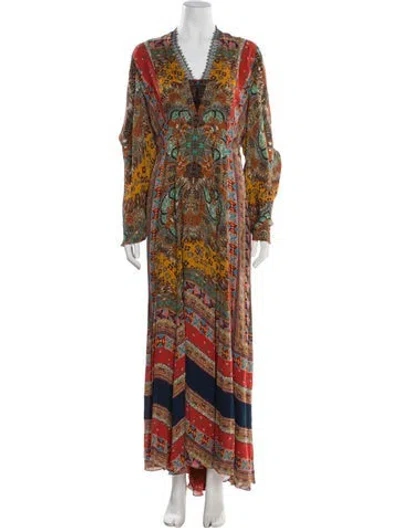 Pre-owned Etro Silk Long Dress In Brown