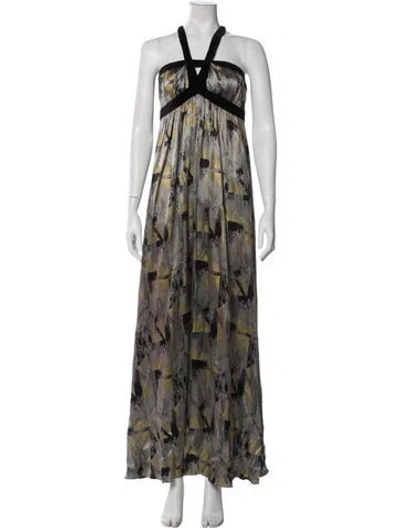 Pre-owned Etro Silk Long Dress In Gray