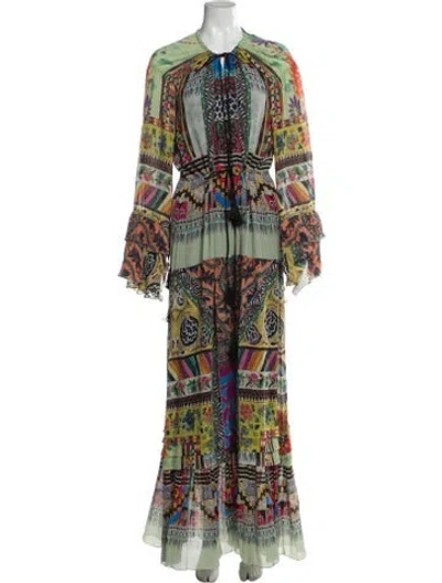 Pre-owned Etro Silk Long Dress In Green