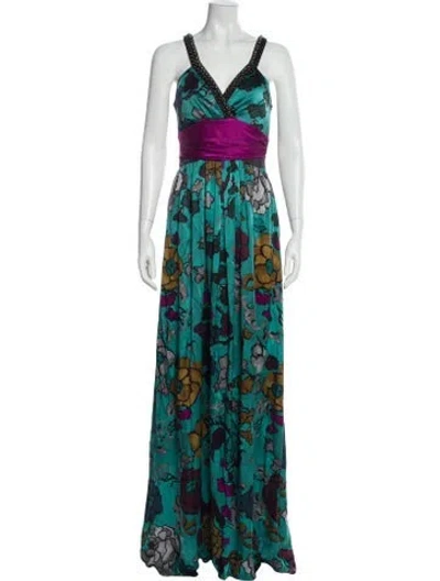 Pre-owned Etro Silk Long Dress In Green