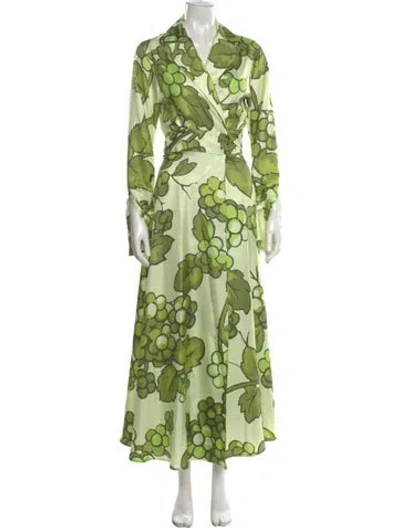 Pre-owned Etro Silk Long Dress In Green