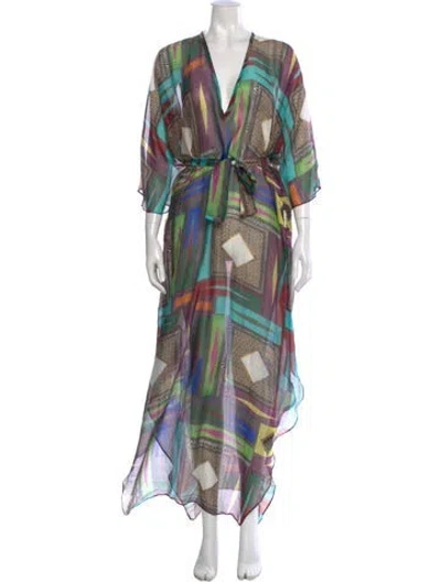 Pre-owned Etro Silk Long Dress In Green