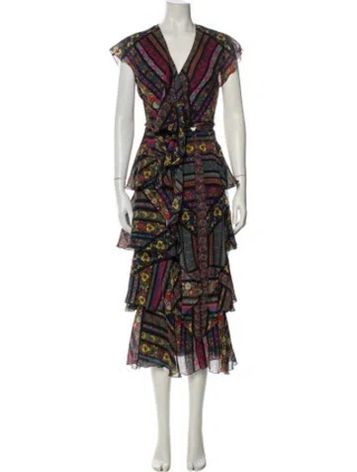 Pre-owned Etro Silk Long Dress In Multi