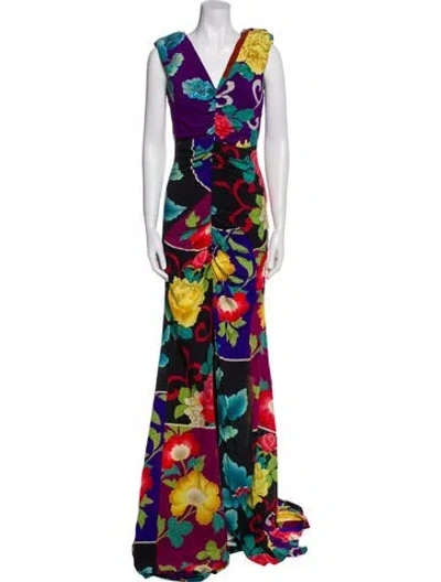 Pre-owned Etro Silk Long Dress In Multi