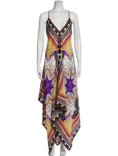 Pre-owned Etro Silk Long Dress In Multi