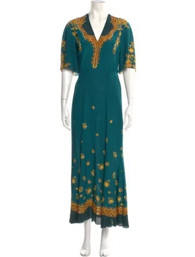 Pre-owned Etro Silk Long Dress In Multi