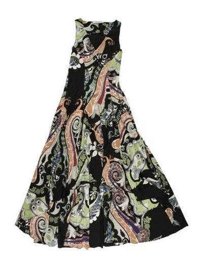 Pre-owned Etro Silk Long Dress In Multi