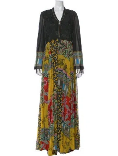 Pre-owned Etro Silk Long Dress In Multi