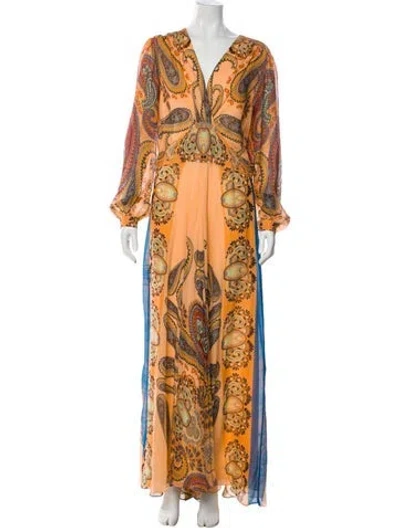 Pre-owned Etro Silk Long Dress In Multi