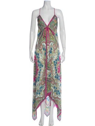 Pre-owned Etro Silk Long Dress In Multi