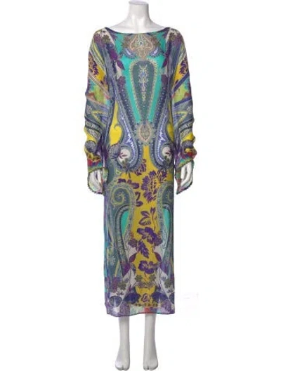 Pre-owned Etro Silk Long Dress In Multi