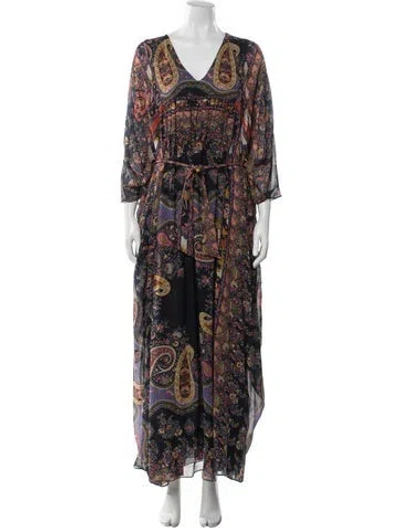 Pre-owned Etro Silk Long Dress In Multi