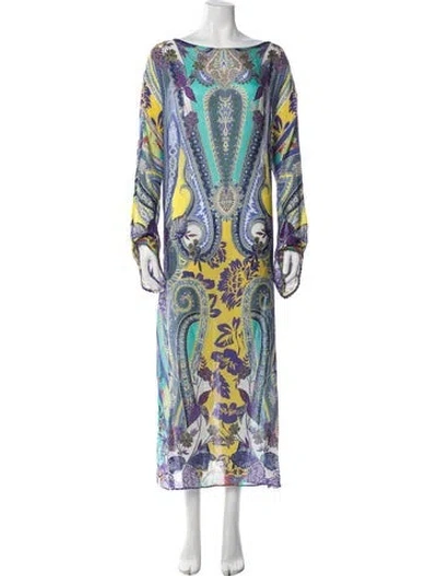 Pre-owned Etro Silk Long Dress In Multi