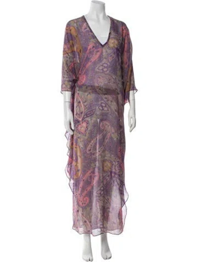 Pre-owned Etro Silk Long Dress In Multi