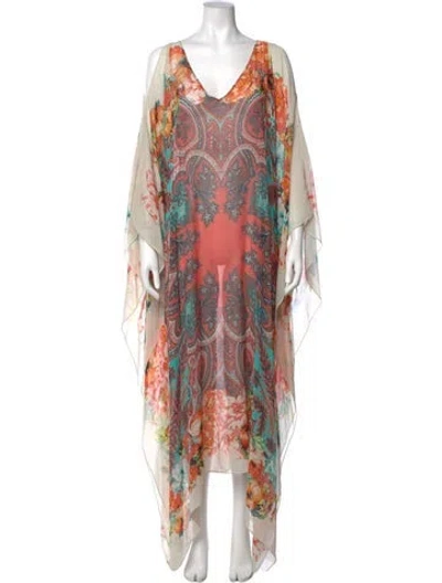 Pre-owned Etro Silk Long Dress In Neutral