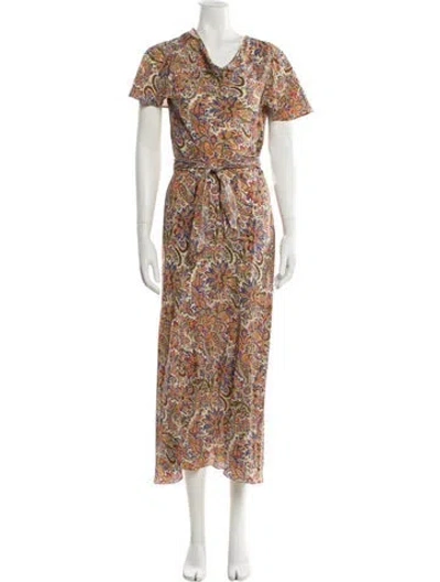 Pre-owned Etro Silk Long Dress In Neutral