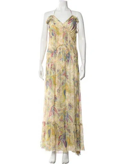 Pre-owned Etro Silk Long Dress In Neutral