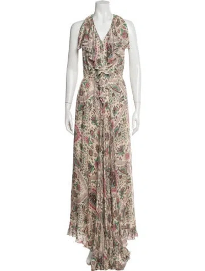 Pre-owned Etro Silk Long Dress In Neutral