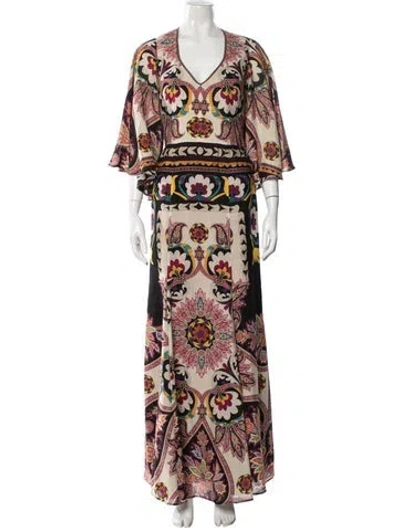 Pre-owned Etro Silk Long Dress In Neutral