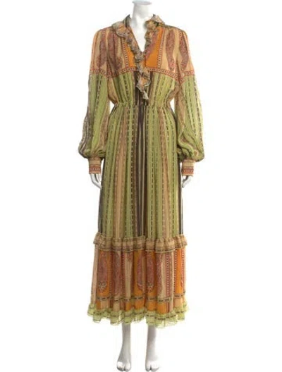 Pre-owned Etro Silk Long Dress In Neutral