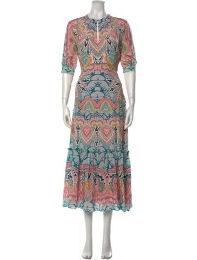 Pre-owned Etro Silk Long Dress In Neutrals