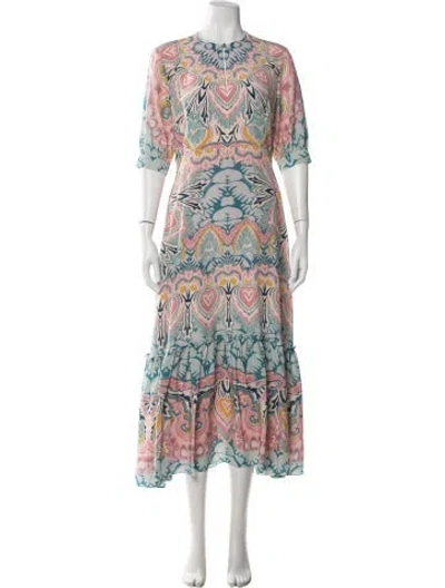Pre-owned Etro Silk Long Dress In Neutrals